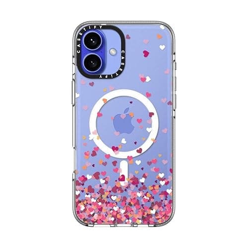 CASETiFY Clear iPhone 16 Plus Case [Not Yellowing / 6.6 ft. 3X Military Grade Drop Protection/Compatible with Magsafe] - Confetti Hearts - Clear thumbnail 3
