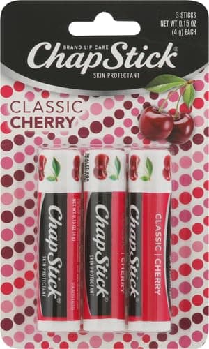 ChapStick Classic Skin Protectant Flavored Lip Balm Tube, Cherry Flavor, 0.15 Ounce (Pack of 3) thumbnail 2