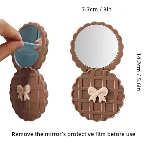 IEOSNGN Small Makeup Mirror,Round Mirrors for Women Girls,Perfect for Purse, Handbag, Touch-Ups, Everyday Use & Travel Essentials (Coffee) thumbnail 3