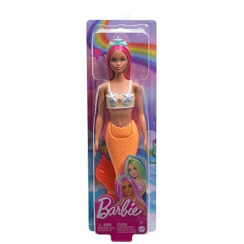 Barbie Mermaid Doll with Pink Fantasy Hair & Headband Accessory, Toy with Starfish-Inspired Bodice & Soft Orange Tail thumbnail 7