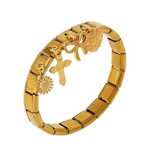 LCSDDWAS Gold Italian Charm Bracelet Set For Women Diy Handmade With Starter Brascelet, Assorted Charms And Opening Tools, 9mm Modular Italian Bracelet Links Jewelry thumbnail 2