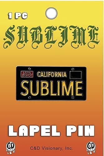 C&D Visionary Sublime License Plate Metal Lapel Pin, Black, Yellow - Image 1