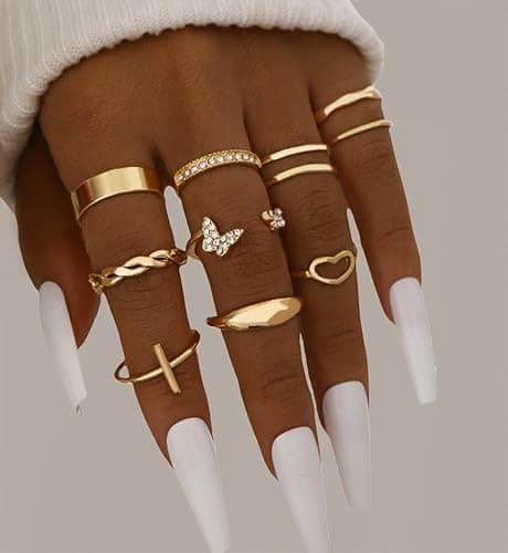 iF YOU 25 Pcs Gold Knuckle Ring Set for Women, Chunky Stackable Finger Midi Rings, Silver Simple Stacking Cute Rings Pack Trendy Stuff Jewelry Gift thumbnail 4