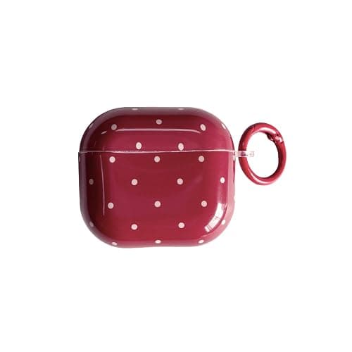 White Polka Dot Red Case with Lock for Airpods 4 Gen,Vintage Aesthetic Pattern Stylish Luxury Trendy Retro Girls Women Protective Cover for Airpod 4th Genetation - Image 1