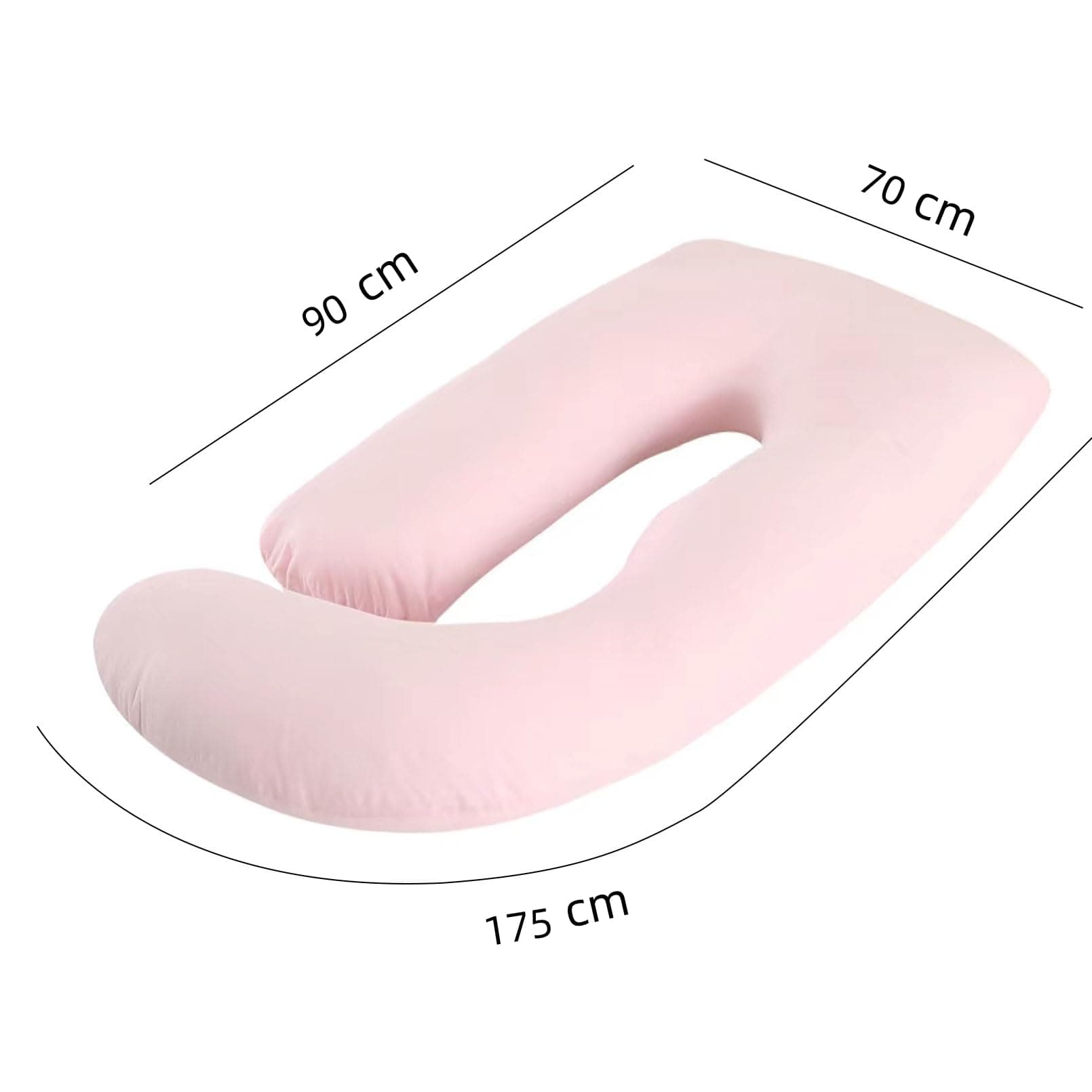 Pregnancy Pillow, Maternity Full Body Pillow for Back, Legs and Belly Support, J Shaped Full Body Pillow for Pregnant Women and Side Sleepers with Removable Cover (Knitted Cotton, Pink) - Pink thumbnail 2