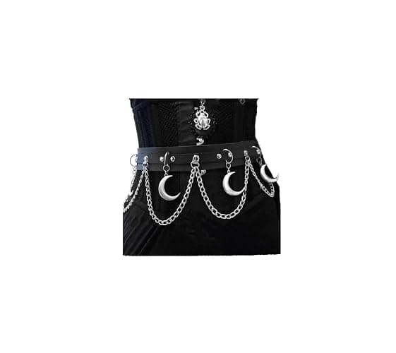 Wloisc Moon Belt with Leather Goth Rave Fashion Harness Party Halloween Jewelry Accessories for Women Girl - Image 1