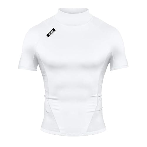 Nxtrnd Men's Turtleneck Compression T-Shirt, Short Sleeve Mock Neck - Image 1