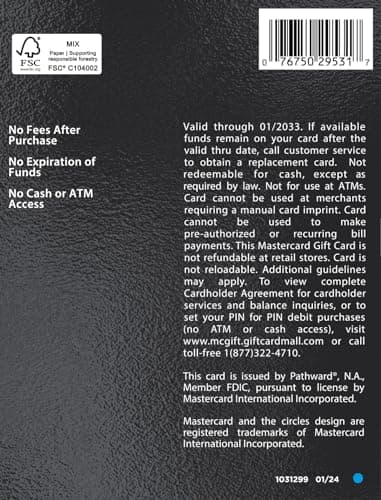 MasterCard Physical Gift Card – $200 (plus $6.95 Purchase Fee) thumbnail 2