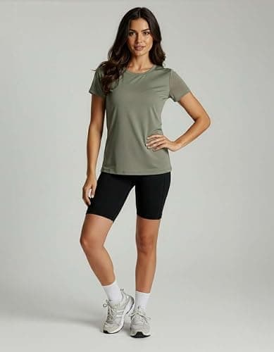 Real Essentials 5 Pack: Women's Short Sleeve Mesh Insert T-Shirts Athletic Tops Gym Workout Yoga Tennis Activewear (Plus) thumbnail 3