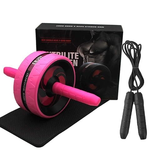BiJun Ab Roller Wheel for Abs Workout - Complete Home Gym Set with AB Wheel Roller, Knee Mat, and Jump Rope (Pink) - Image 1