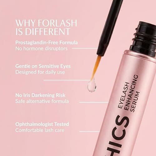 ForChics Eyelash Growth Serum - Prostaglandin-Free Lash Enhancing Serum for Longer, Thicker Lashes and Brows- Natural Formula, Visible Results in 2 Weeks - Vegan, Hormone-Free 0.10 fl. oz / 3ml thumbnail 3
