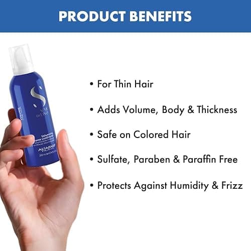 Alfaparf Milano Semi Di Lino Volume Mousse Conditioner for Fine Hair - Anti Frizz Hair Conditioner to Add Volume & Body - Hair Thickening Foam - Sulfate Free & Professional Salon Quality (6.76 Fl Oz) thumbnail 4