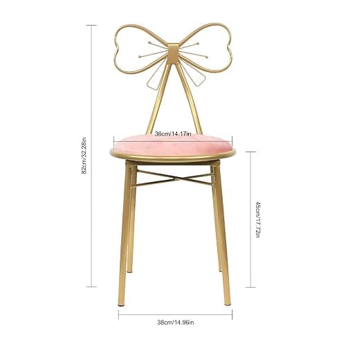 YCWSPEMR Velvet Butterfly Chair, Light Pink with Gold Metal Frame Soft Sponge Cushion, Elegant Bow Backrest, Modern Design, for Bedroom, Dining Room, & Lounge thumbnail 2