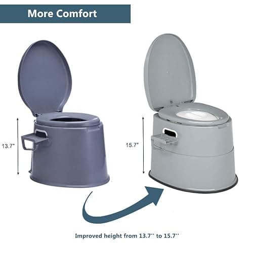 VINGLI Portable Toilet | Indoor Outdoor Commode w/Detachable Inner Bucket & Removable Paper Holder, Lightweight & Compact for Camping, Boat, Van, Emergency Use (Grey) thumbnail 3