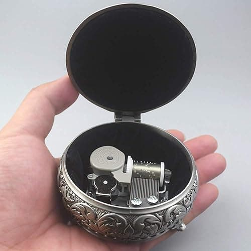 ROSIKING Round Emboss Alloy Metal Music Box Wind Up Antique Jewelry Musical Boxes Christmas Birthday Valentine's Day Gifts Plays Anastasia-Once Upon a December thumbnail 3