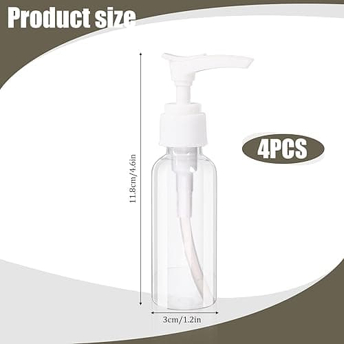 4 Pack Transparent Travel Bottles Empty Plastic Pump Bottles Dispenser Clear Mini Hand Soap Dispenser Foamer Bottle Refillable Travel Pump Bottle for Lotion, Liquids, Toiletries, Shampoo 50ml 1.7oz thumbnail 4