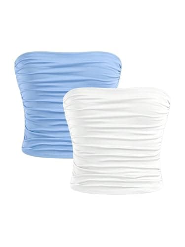 Milumia Girl's 2 Pack Tube Top Ruched Strapless Sleeveless Basic Casual Cute Bandeau Tops - Image 1