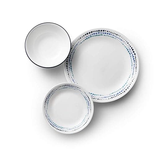 Corelle Vitrelle 18-Piece Service for 6 Dinnerware Set Triple Layer Glass and Chip Resistant, Lightweight Round Plates and Bowls Set, Ocean Blue thumbnail 3