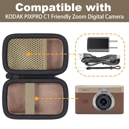 Baval Camera Case Compatible with KODAK PIXPRO C1 Friendly Zoom Digital Camera(Brown Case) thumbnail 4