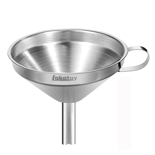 Lakatay 5.5-Inch 14CM Stainless Steel Kitchen Funnel with Strainer Filter for Transferring of Liquid Dry Ingredients and Metal Cooking Funnel - Image 1
