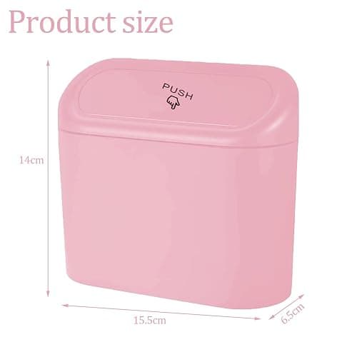 Tulsondai Car Trash Can, Mini Trunk Push Hanging Portable Car Bin with 2 roll Disposable Trash Bag for Vehicle Home, Office. (Car Trash can Pink) thumbnail 2