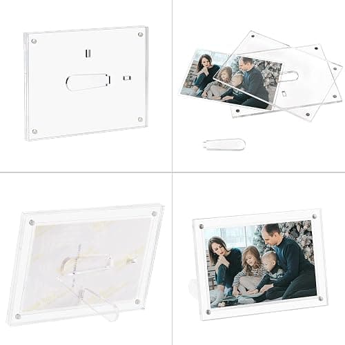 ECOSEAO Acrylic Picture Frames 6x8 Inches - 5 Pack Clear Magnetic Picture Frame Desktop Display with Photo Frame Support Stand Best Gift for Family, Baby, Thanksgiving thumbnail 4
