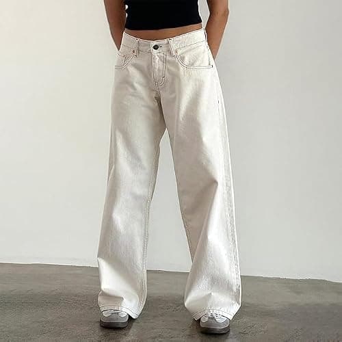 Women Y2K Low Rise Baggy Jeans Loose Fit Boyfriend Straight Wide Leg Denim Pants Streetwear Trousers Fall Outfits thumbnail 4
