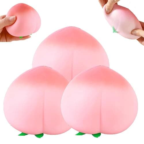 3PCS Peach Squishy, Slow Rising Stress Relief Fruit Toy, Soft Pink Peach Squeeze Toy for Anxiety Relief, Desk Companion, Party Gifts (3pcs) - Image 1