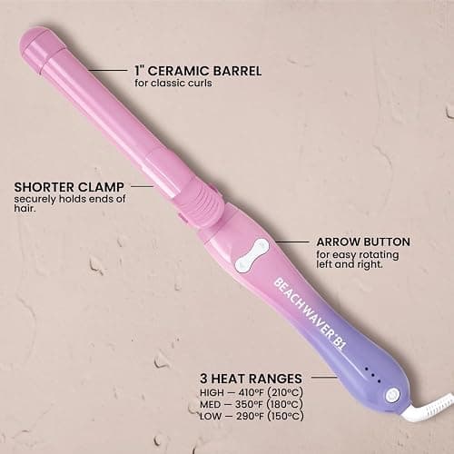 Beachwaver B1 Rotating Curling Iron - Automatic 1 Inch Ceramic - Easy-to-Use Spinning Wand for Long-Lasting Waves - Auto-Shut Off and Dual Voltage (BW160) thumbnail 4