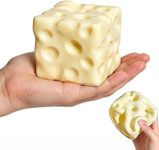 Cheese Squishys Stress Relief Original Sensory Food Squishys Stress Relief Fidget Toy Stress-Balls for Adults Stocking Stuffer Novelty Gifts for Birthday (Pink+Yellow) thumbnail 8