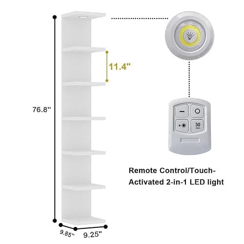 LitaEther Versatile 7 Tier Wall Shelf Unit,White Lack Wall Shelf,Display Floating Shelf with LED Remote Control Light thumbnail 4