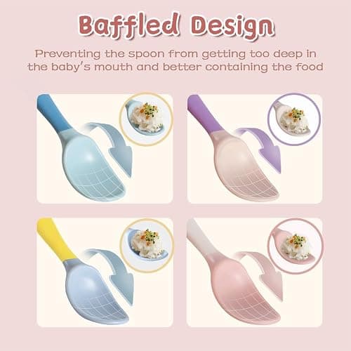 Toddler Spoons, Bendable Training Baby Utensils Spoons and Forks Set for Self Feeding, Easy Grip & Dishwasher Safe Infant Utensils for Babies 6-12 Months (4 Pack) thumbnail 5