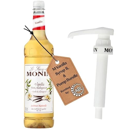 Premium Vanilla Syrup 1L for Coffee and Cocktails | Vanilla Coffee Syrup with Monin compatible pump - Image 1