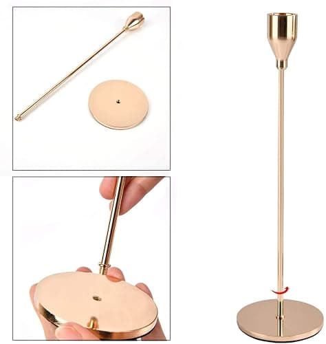 LXTaoler Candle Holders for Taper Candles, Set of 6 Metal Candle Stand Modern Decorative Candlestick Holder for Wedding, Dinning, Party (Gloden-6) thumbnail 5