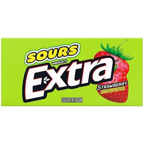 EXTRA SOURS Strawberry Fruit Gum Sugar Free Candy Sour Gum Pack 10Ct | Sugar Free sour gum with fresh breath on-the-go flavor; 10 count gum packs for purse essentials, bag, car, work thumbnail 4