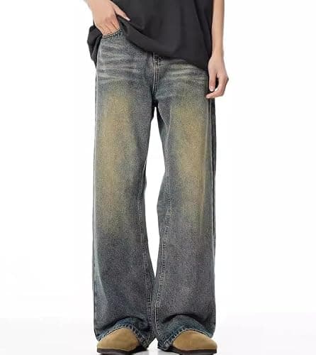 Baggy Jeans Men Y2k Wide Leg Vintage Skater Jeans Loose Fit Emo Grunge Pants Oversized Hip Hop Streetwear 2000s Clothes thumbnail 3
