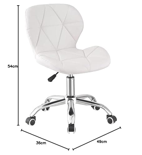 Jamiah Modern Desk Chairs Comfortable Study Chair Swivel Home Chair Height Adjustable PU Leather Desk Chair with Lift Chrome Legs for Home Bedrooms (White) thumbnail 3