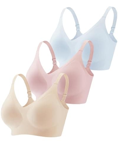Vinfact 3 Pack Womens Wireless No Underwire Comfort Soft Bras Pullover Jelly Support Seamless Sleep Tshirt Everyday Bralette - Image 1