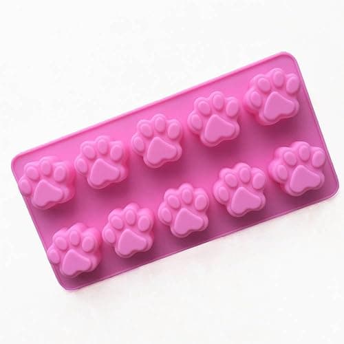 Elome Silicone Ice Tray Mini Animal Dog Cat Paw Print Cupcake Muffin Baking Cup Mold, Ice Cube Chocolate Soap Candle Tray Pink - Image 1