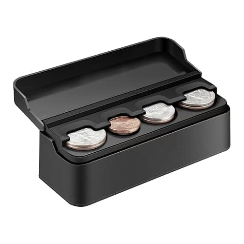 SINGARO Coin Holder for Car, Coin Change Organizer Compatible with Coins of Different Sizes, Dash-Mounted Holder Suitable for Most Cars, Trucks(Black) - Image 1