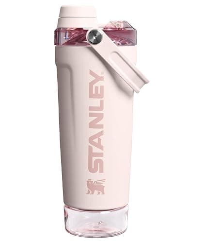 STANLEY Vitalize Shaker Bottle, 20 oz, Rose Quartz | Leakproof Shaker Bottle | Fast-Flow Spout | Removable Strainer | Easy-Grip Handle | Base Container | Double-Wall Insulation - Image 1