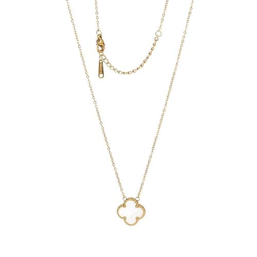 Lucky Clover Necklace For Women Girls, 18K Gold Plated Cute Fashion Simple Girls Titanium Steel Hypoallergenic Pendant, Titanium Steel, No Gemstone - Image 1