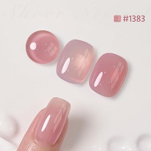 GAOY Sheer Nude Pink Gel Nail Polish Set, 6 Neutral Colors Brown Skin Tone Soak Off UV Light Cure Gel Polish Kit for Salon and Nail Art DIY at Home thumbnail 3