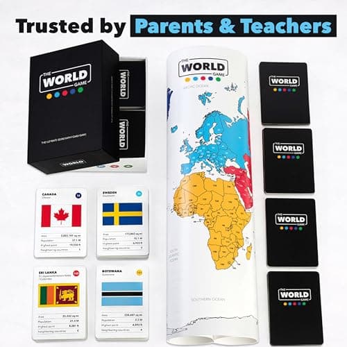 The World Game - Geography Card Game - Educational Games for Kids, Family and Adults - Cool Learning Gift Idea for Teenage Boys & Girls 8-12 with Map thumbnail 4