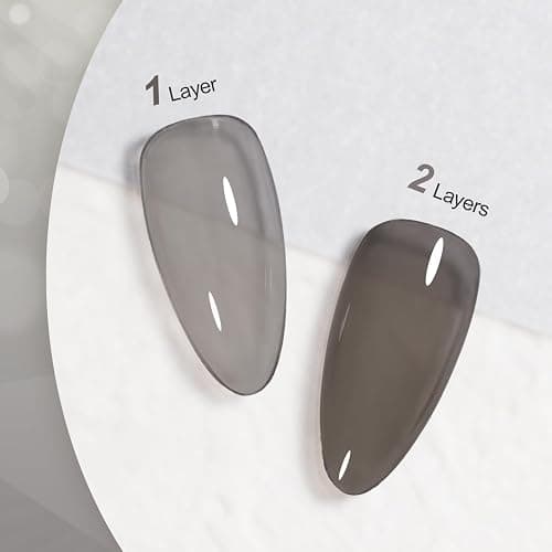 GAOY Jelly Nude Black Gel Nail Polish, 16ml Sheer Neutral Translucent Soak Off Gel Polish, UV Light Cure for Nail Art DIY, 1724 Smoked Glass - Smoked Glass thumbnail 3