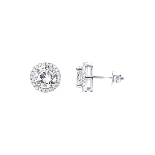 PAVOI 14K Gold Plated 925 Sterling Silver Post Brilliant Round Faux Diamond Halo Earrings - Premium Cubic Zirconia in Rose, White, and Yellow Gold - Image 1