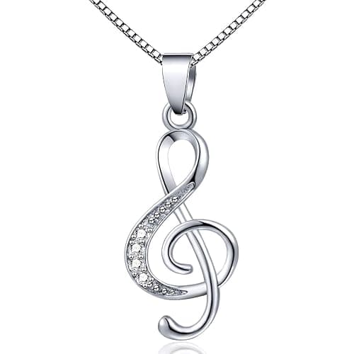 DXZNBEST Music Note Pendant Necklace 925 Sterling Sliver Cubic Zirconia for Women Mother’s Day Valentine's Day Christmas Jewelry Gift Chain 18 Inches - Image 1