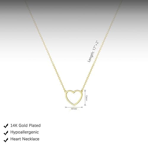 HERIER Cute Heart Necklace Dainty 18k Gold Plated Tiny Heart Pendant Choker Necklaces Small Gold Love Open Heart Chain Necklace for Women Simple Gold Necklace for Women Trendy Jewelry thumbnail 5