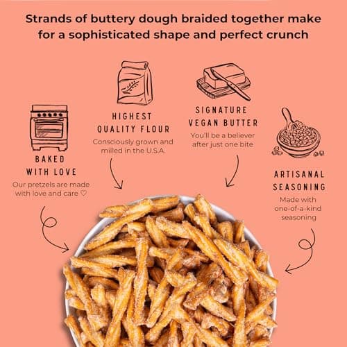Stellar Snacks Pretzel Braids - Regular Big Bag & Mini Pretzel Braids Combo - Regular & Mini Maui Monk Vegan Pretzels, Large Resealable Bag 16 Oz Bundled with Mini Pretzel Airline Size Sampler, Vegan, Non-GMO, Gourmet Pretzel Sticks, Braids, Rods, Twists thumbnail 4