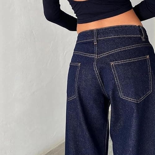 Low Rise Baggy Jeans for Women y2k Straight Wide Leg Boyfriend Streetwear Loose fit Jeans 2025 Fall Casual Denim Pants thumbnail 4